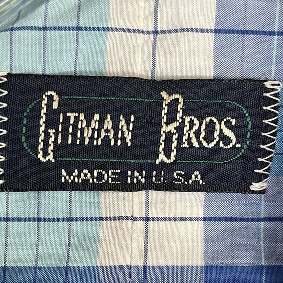 Gitman Bros Shirt Mens Medium Blue Plaid Button Down Designer Preppy Lightweight - Picture 4 of 12